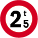 Panneau C21 Interdit masse en charge > 2.5T