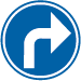 Panneau D1er Direction obligatoire (droite variante)