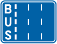 Panneau F17l Bandes de circulation dont une pour bus (gauche)