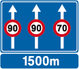 Panneau F89-2 Préavis réglementation par bande