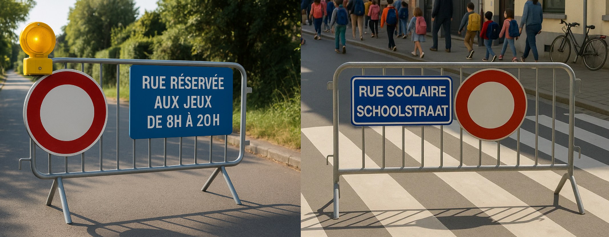 panneau rue scolaire et rue réservée aux jeux